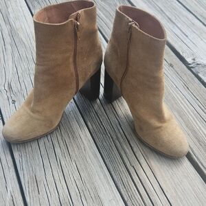 Maje Tan Suede Ankle Boots Size 37